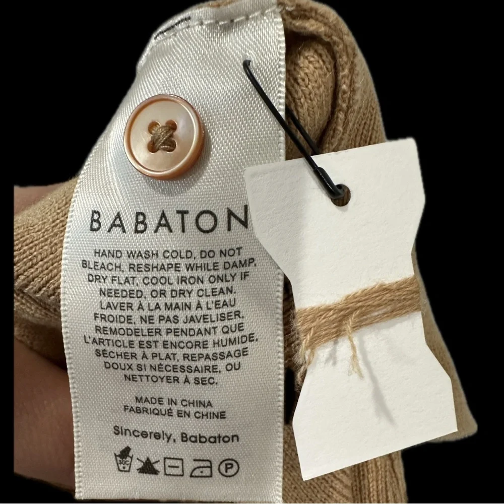 ARITZIA BABATON Georgia Cardigan NWT | Wool Cotton Blend in Classic Tan - Size S - Picture 7 of 8